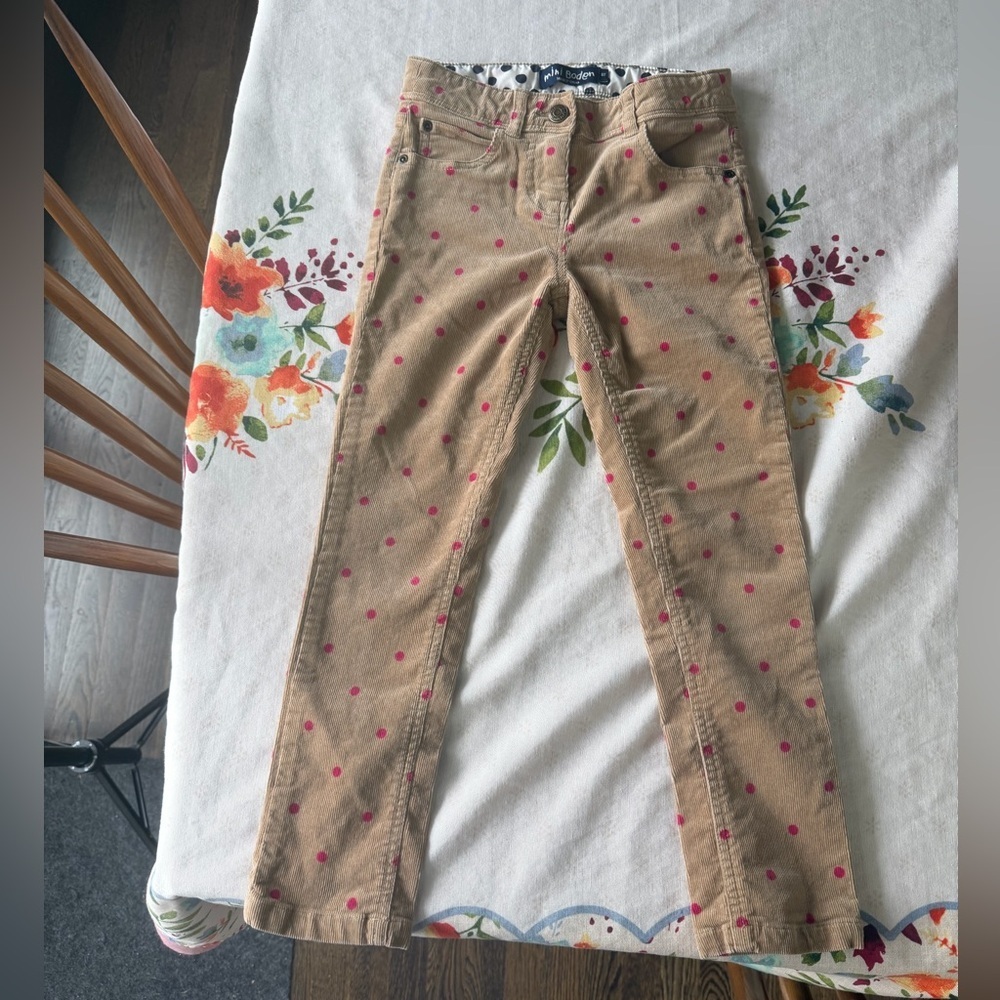 MINI BODEN Girls Polka Dot Corduroy Pants - 8y